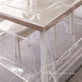 Venda quente clara toalha de mesa PVC com borda de costura